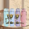 PC Retro Drill Machine Industrial Sketch Print 750ml colorful plastic sports water bottle leakproof pop up lid with straw for outdoor work home use