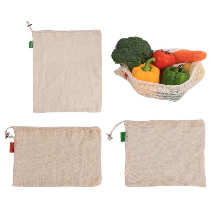 Cotton Produces Bags Sturdy Cotton Mesh Bags For Groceries Ideal For Storing Produces And Reducing Plastic Waste