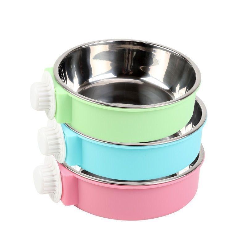 Pet Bowl Feeder, Dog Cage Hanging Fixed Cat Bowl, Dog Bowl, Pet Stainless Steel Dog Bowl