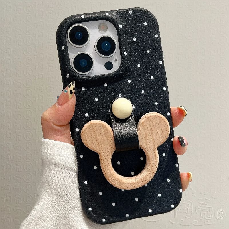 

Ring Buckle Mickey Apple 16 ProMax Phone Case IPhone 15 Pro New 13 Women 12 Soft Cover 14 Leather Pattern XR Apple 13