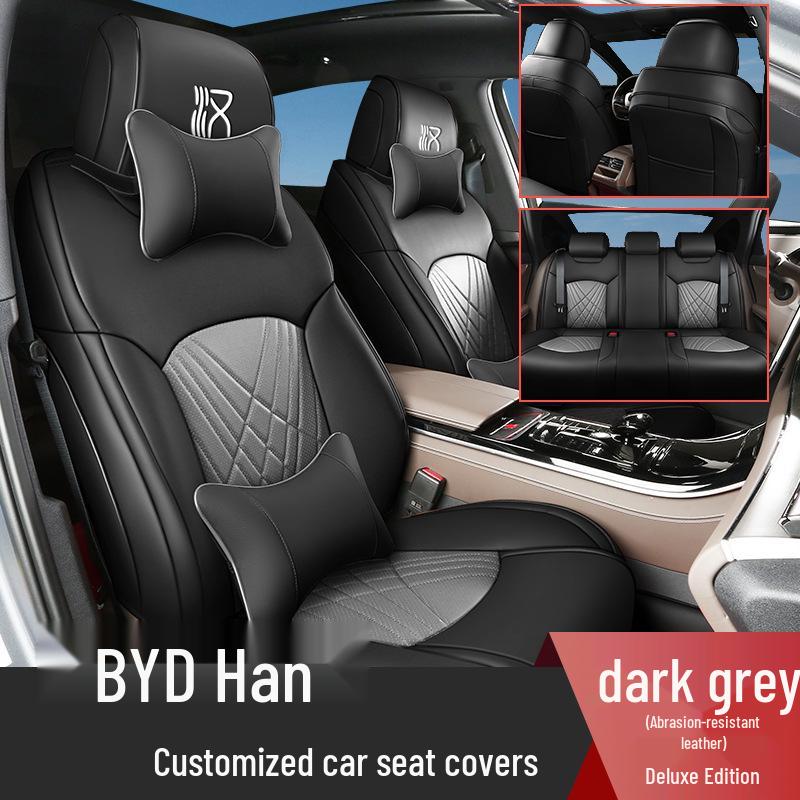 Durable Leather Seat Cover for BYD Han - Suitable for All Seasons, Fits Five Seats