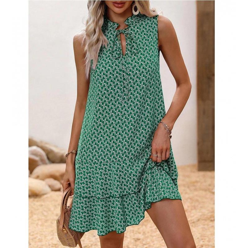 BITCED Damenmode Sommer Frühling ärmellose Freizeitkleider mit V-Ausschnitt