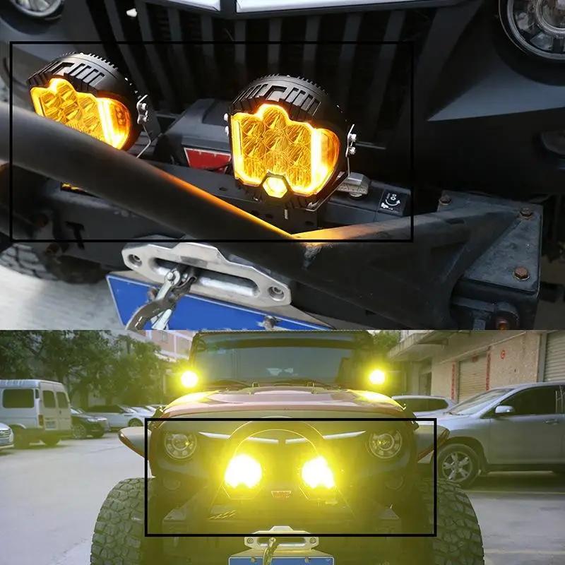 2024 LED three-side light-emitting working lamp fog driving light 5 inch 90w 6500k white yellow off road spot light 4x4 SUV