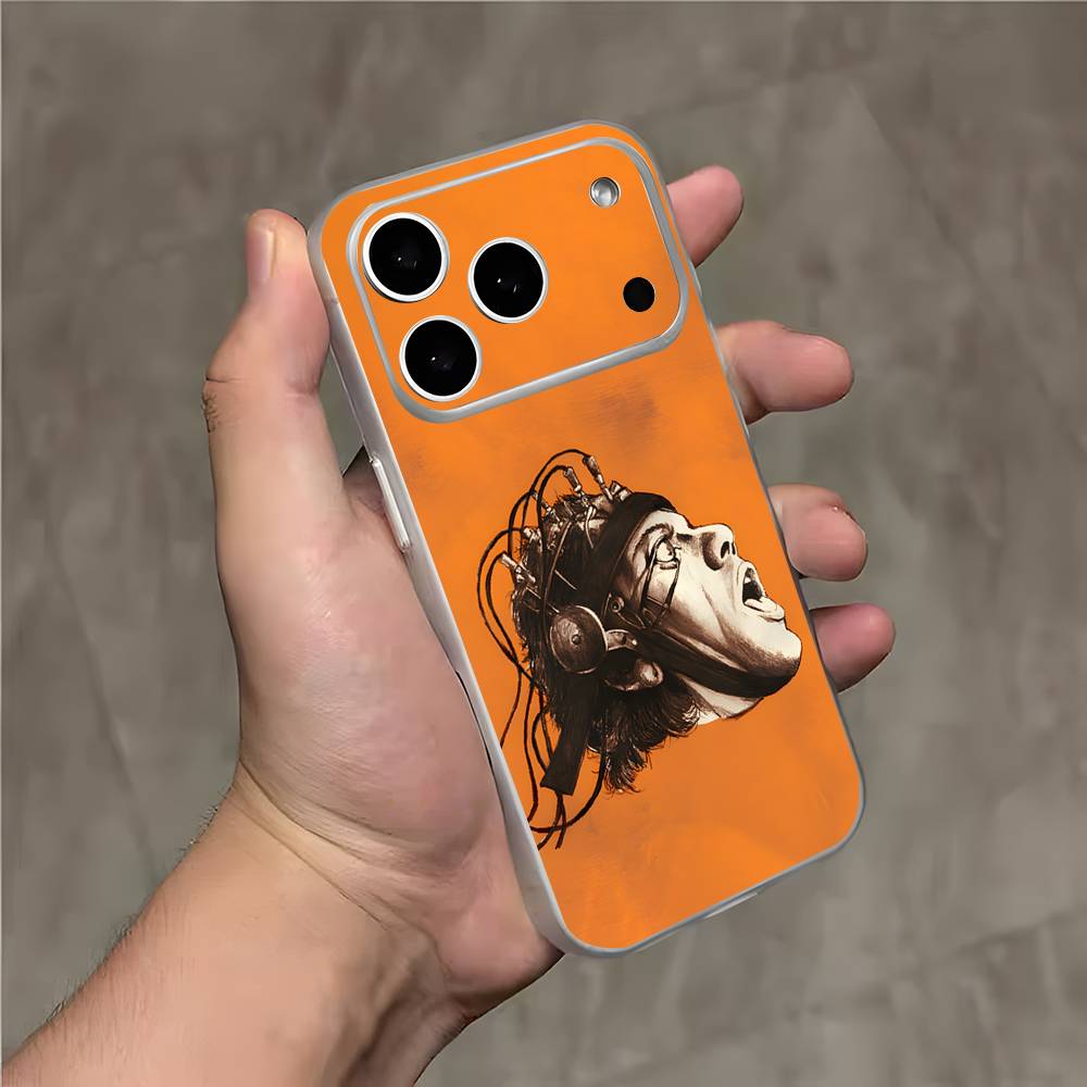 A C-Clockwork O-Orange Transparent White Phone Case For iPhone 17,16,15,14,13,12,11,Pro,Max,Plus Magnetic Wireless Charging