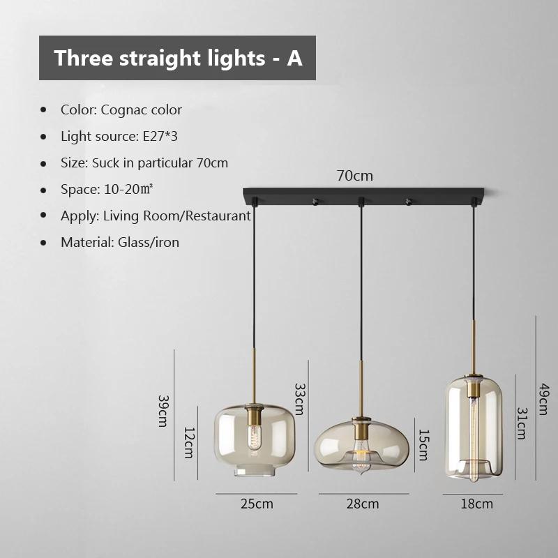 Modern Hanging Loft Glass Lustre Pendant Light Nordic Industrial Decor Lights Fixtures E27/E26 for Kitchen Restaurant Lamp