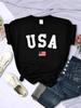 USA National Flag City Street Printed Unisex T-shirts Fashion Breathable Short Sleeve Summer Hip Hop O-Neck Tees Hip Hop Tshirts
