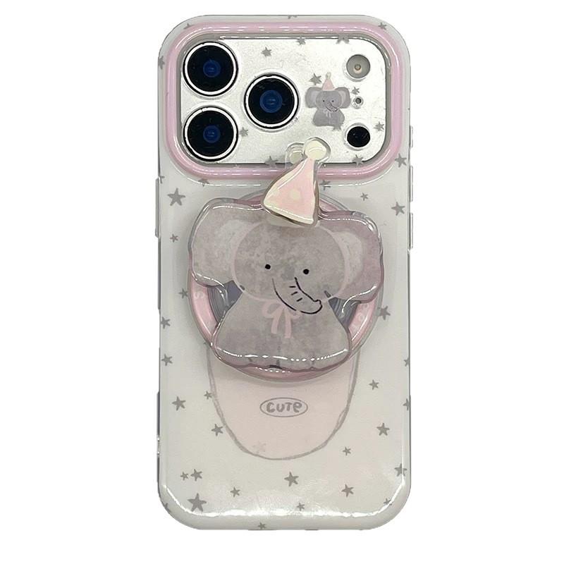 Cute Star Pink Hat Baby Elephant Magnetic Suction Bracket for iphone11Promax iPhone 11 Mobile Phone Case 11 Double Layer