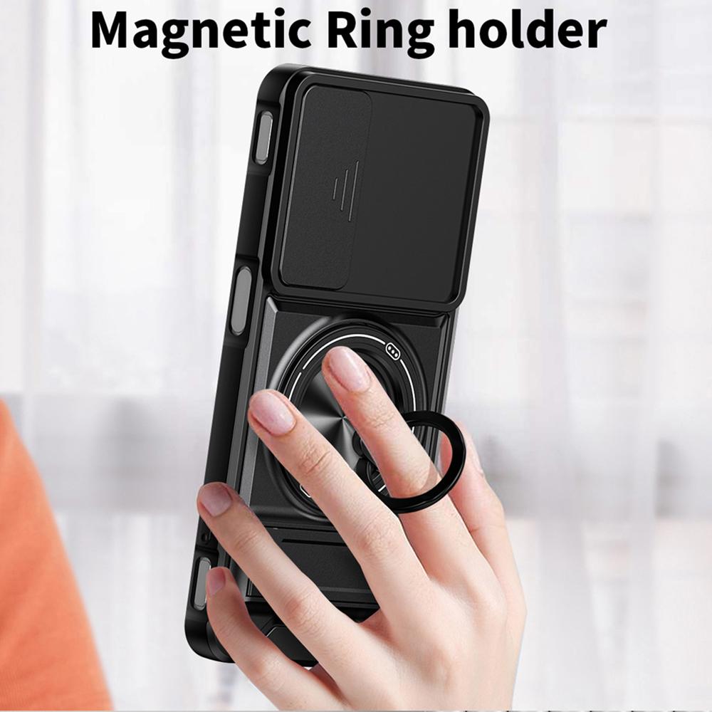 KEYSION Magnetic Phone Case for ZTE nubia Neo 2 5G Slide Camera Protection Upright Kickstand 360° Ring Shockproof Back Cover