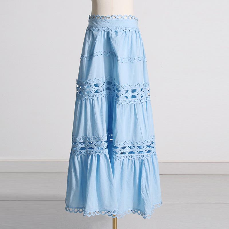 Damen Vintage Hofstil Spitze Prinzessin Ärmel Solide Langarm Top Langer Rock Anzug