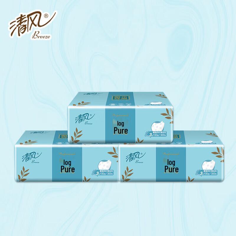 Qingfeng Pure Wood Pulp 3-Ply Facial Tissues