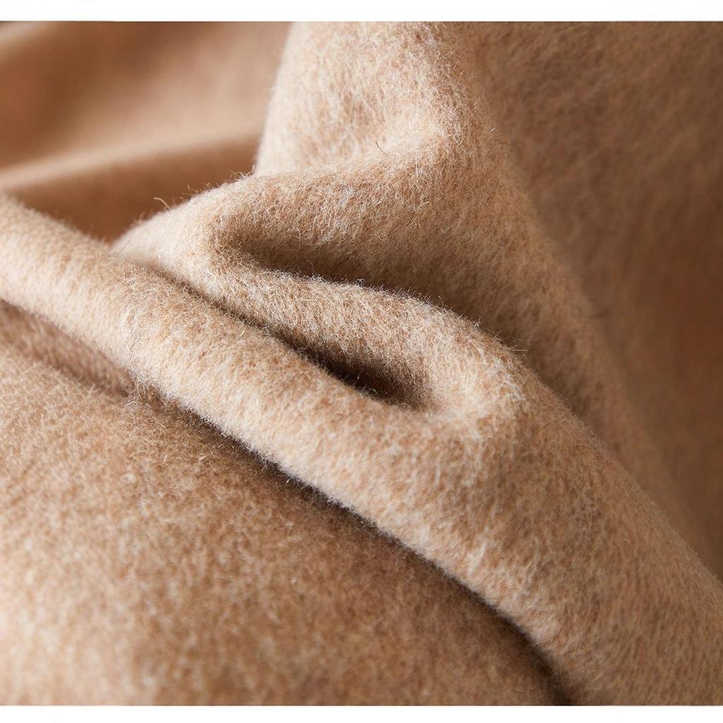 2025 Women's Mid-Length Wool Coat with Stand-Up Collar - Double-Faced Cashmere for Autumn/Winter