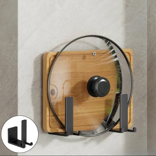 1/2/3/4pair Space-saving Wall-mounted Pot Lid and Kitchenware Storage Rack With Hook