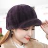 Real Mink Fur Hat Women'S Winter Fashion Baseball Hat Warm Mink Fur Knight Duck Tongue Hat Luxury Keep Warm Russian Lady Caps