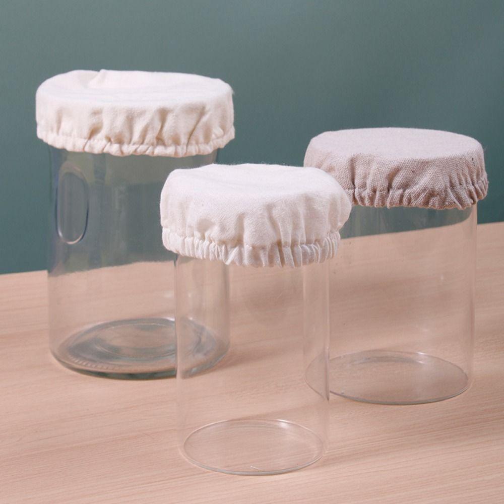 10Pcs Elastic Cloth Sourdough Fermentation Jar Lid Reusable Dust Cover Fabric Lids  Cheese Making