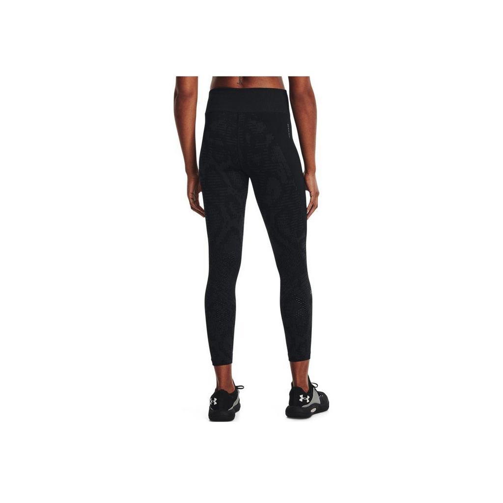 Under Armour Solid Color Logo Print High Waist Tight Fitness Pants Women bottoms Black 1365718-002