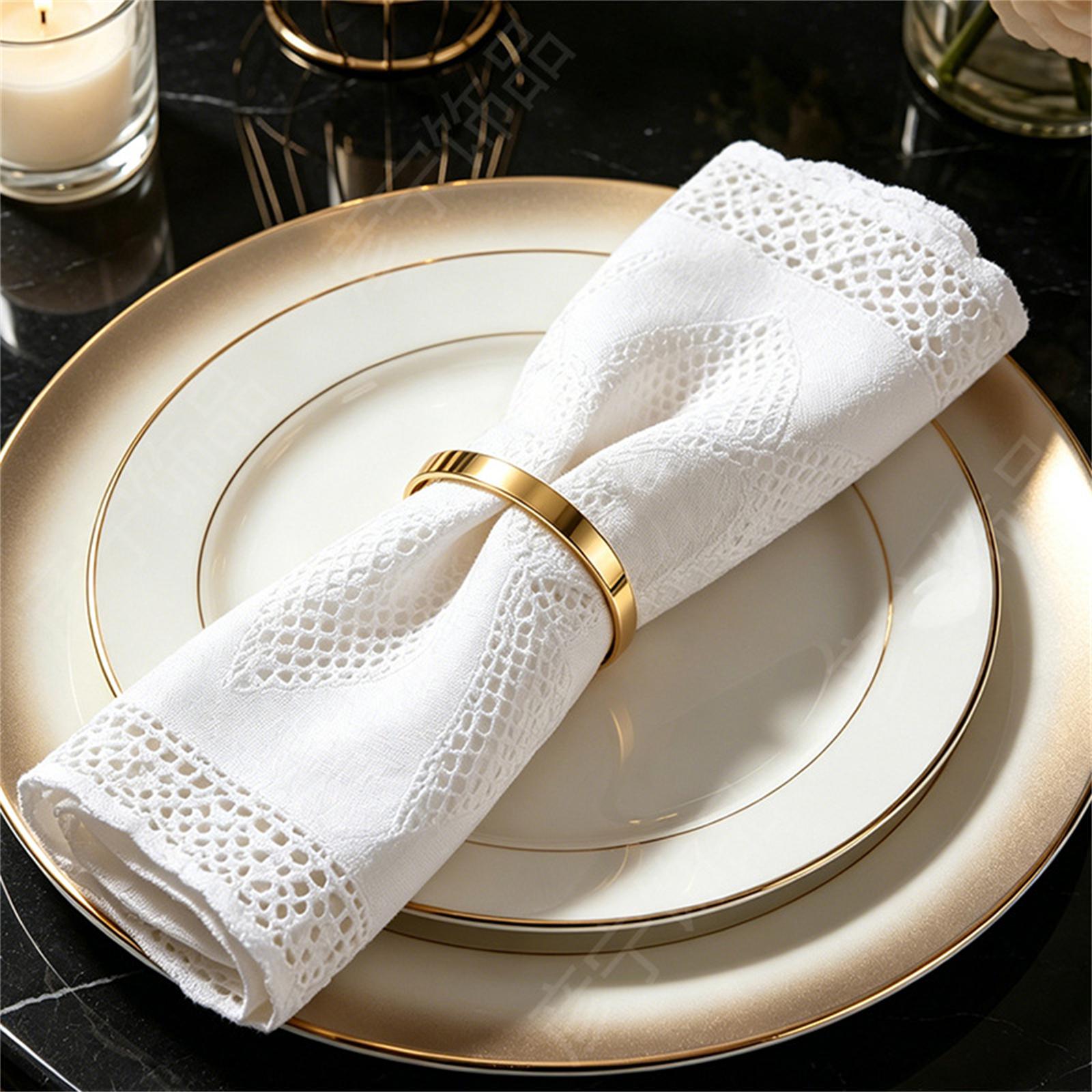 Round Napkin Rings Setting - Decorative Dinner Napkin Holders, Set of 6 one size золотой