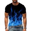 Herren 3D Digitaler Flammenprint Kurzarm-T-Shirt
