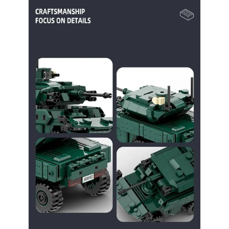 381PCS EBRC Jaguar Military Building Blocks Army Armored Vehicle Rocket Launcher Model Construction Toys For Kids