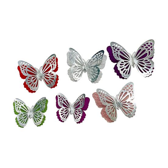 

6Pcs Self Adhesive Butterfly Wall Sticker Waterproof PVC Wall Decals Double Layer DIY Wall Art Stickers for Living Room Bedroom Bathroom серебряный