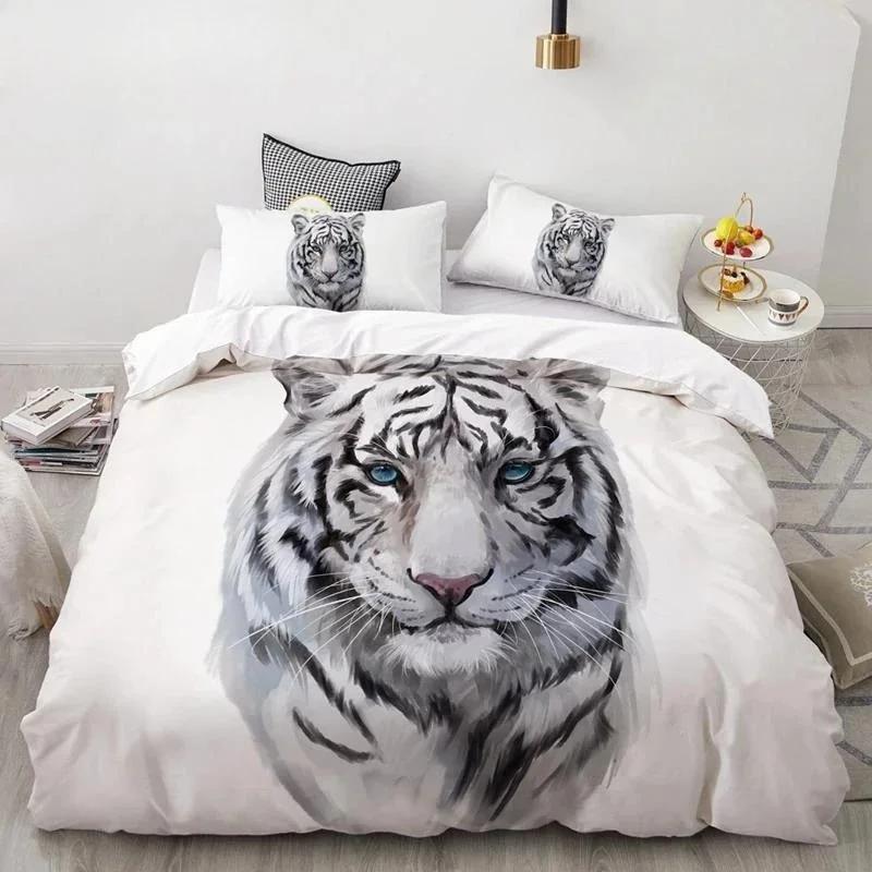 Wolf Tiger Lion Animal Pattern Bedding Sets Home Bedclothes Super King Cover Pillowcase Comforter Polyester Bedding Set