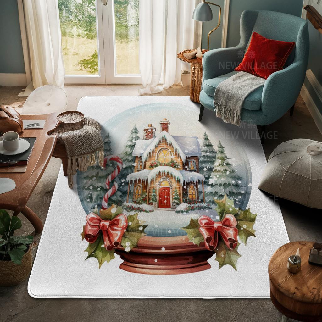 House Entrance Carpet Home Door Mat Living Room Bath Foot Bathroom Non-slip Water Absorption Rugs Bath Merry Christmas Winter