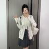 TB Cardigan New Women's High-end Versatile Striped Goose Embroidered Long-sleeved Knitted V-neck Cardigan Jacket