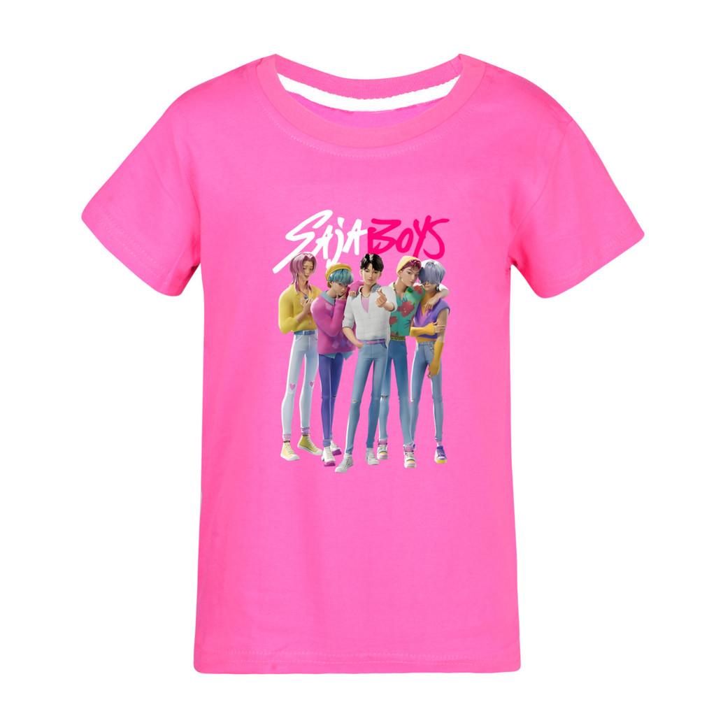 4986 Kids Girls Boys Sajaboys Rumi Mira Zoey Print Casual Cotton Short Sleeves T-Shirt