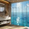 1pc Serene Ocean View Shower Curtain - Tranquil Coastal Scene with Calm Turquoise Waters & Clear Blue Sky, 12 Hooks, 177.8x177