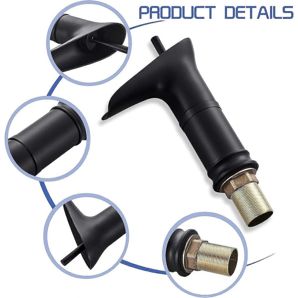 Bathroom Waterfall Basin Mixer Tap Black Brass Single Lever Washbasin Mixer Tap Bathroom Wash Basin Tap for Hot and Cold Water