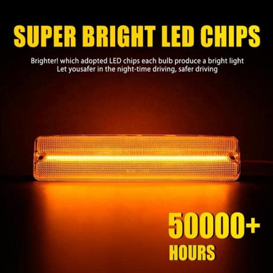 2x Clear Lens LED Side Marker Turn Lights Signal For Jeep YJ Wrangler 1987-1995