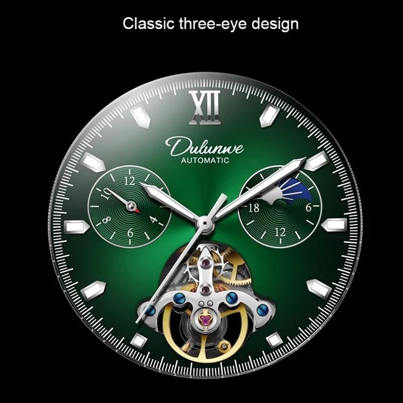 Men Mechanical Wristwatches 3ATM Waterproof Automatic Watch Moon Phase Tourbillon Sports Watch