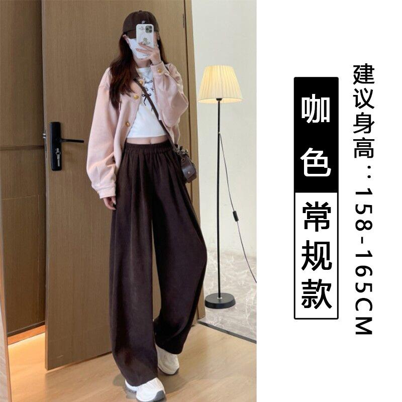 European cotton velvet wide-leg pants women's spring and autumn new lazy wind loose Yamamoto pants thin drape straight casual pants