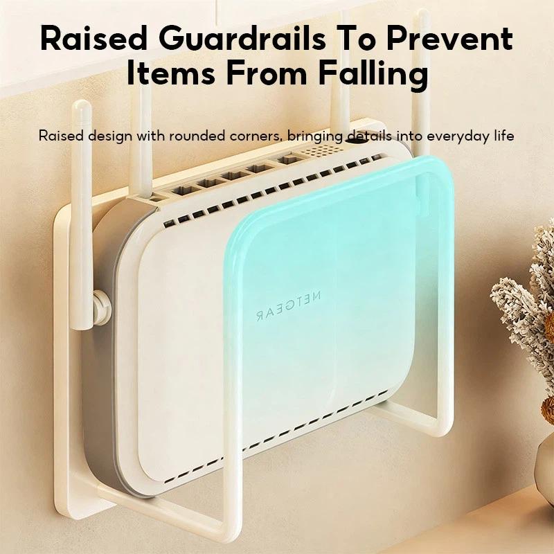 Punch Free Wall Router Bracket Self Adhesive Durable Shelf for WiFi Routers TV Set Top Boxes Living Room Decor