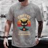 Men's Street Wear Cat Lover Funny Coffee Because Murder Print T-shirt Short Sleeve O-neck Streetwear Summer T Shirts Men