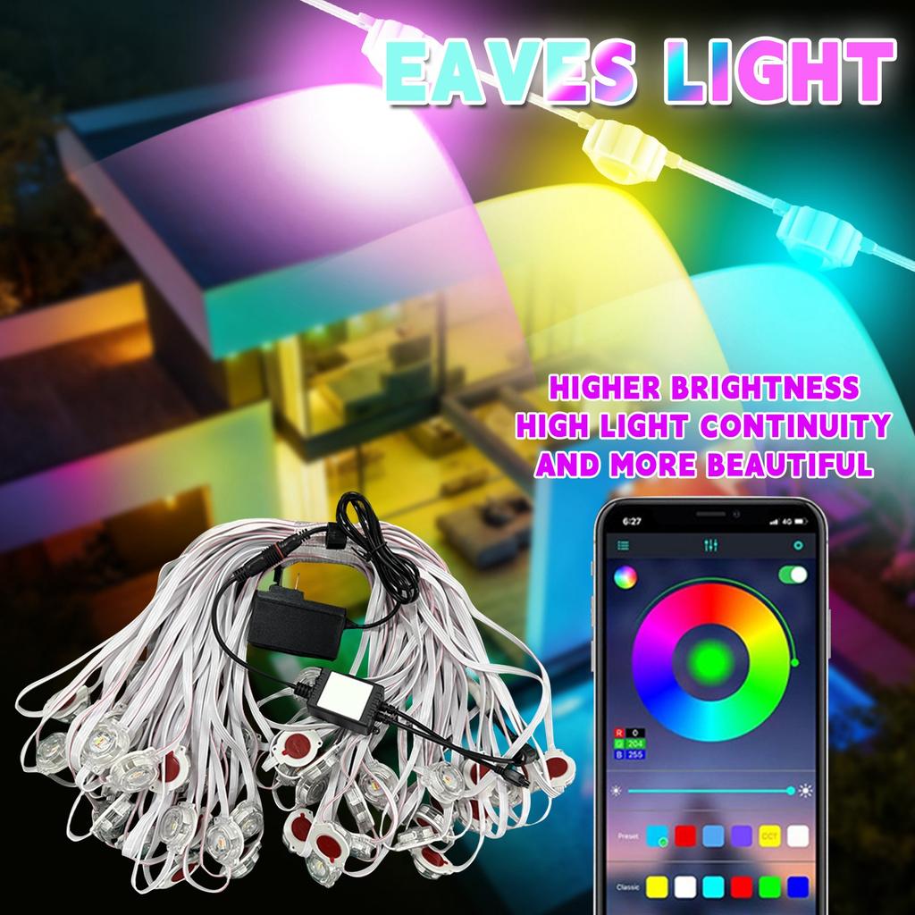 Home Permanent Outdoor Lights, LED Outdoor Lights With DIY Colors, IP67  Permanent Eaves Lighting For Christmas Halloween Festival Daily Decoration