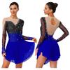 Abito per Pattinaggio Artistico da Donna S-XXL: Tessuto Glitterato Sfumato con Patchwork di Rete Trasparente e Slip Interni Pratici