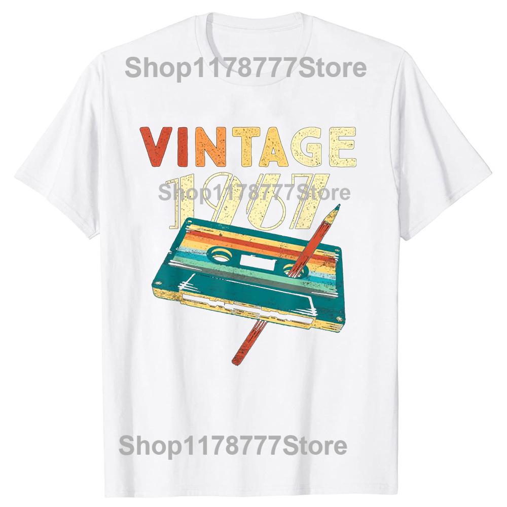 New Men 1967 Music Cassette 58th Birthday Gifts 59 Years Old T Shirt Oversize Printed Casual Tee Shirt Casual Short Sleeve