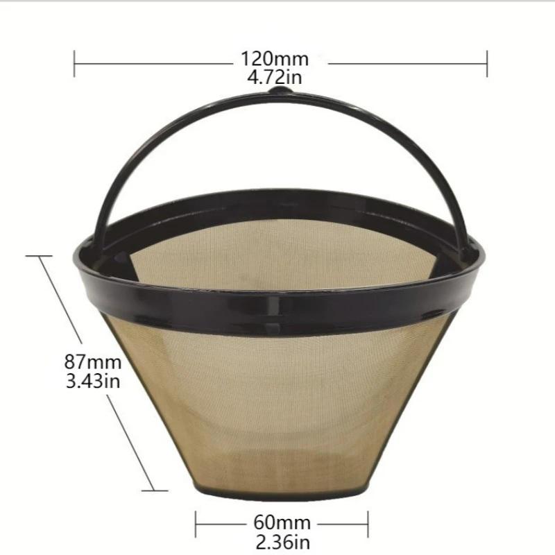 1-5pcs Cone Shape Coffee Filter Mesh Basket Stainless Steel Refillable Gold Mesh Tea Water separator Reusable Coffee Filters