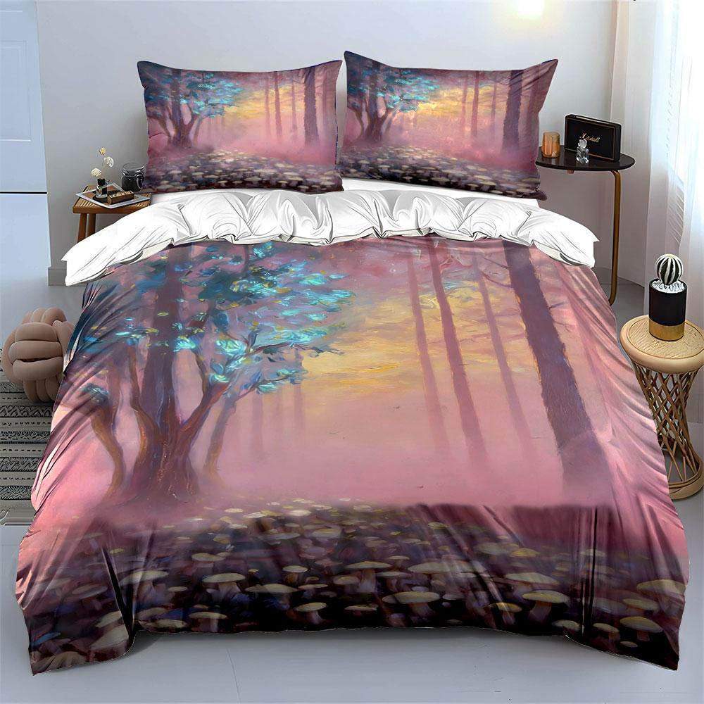 Fantasy Trees and Mushrooms Bedding Sets Duvet Cover Sets Duvet Covers Pillowcases(1 * Duvet Cover 2 * Pillowcases Without Duvet Insert)