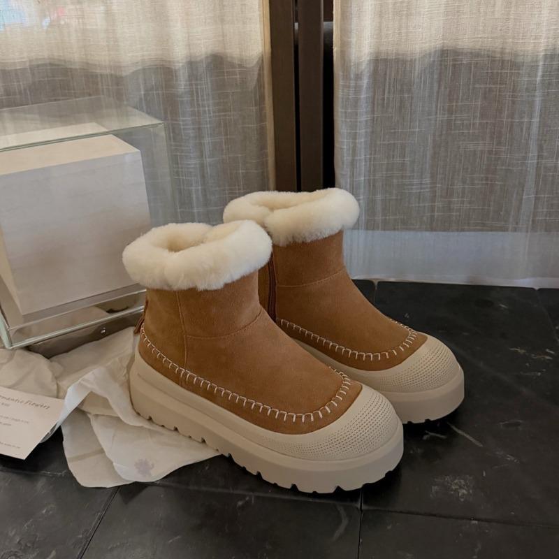 Mark Line Boots Autumn and Winter Fur Integrated Snow Boots Women's Medium Tube Piled Thickened Cotton Shoes Thick Sole Light and Warm