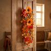 Rustic Artificial Fall Wreath Lifelike Fall Sunflower Teardrop Swag  Outdoor Wall