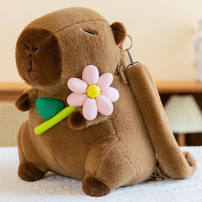 Cute Flower Capybara Burger French Fries Rabbit Decorative Backpack Plush