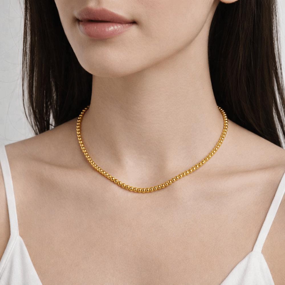 Fashion Round Gold-plated Necklace Titanium Steel Oriental Charm Bead Bracelet Non-fading Jewelry Golden Hand Chain Daily