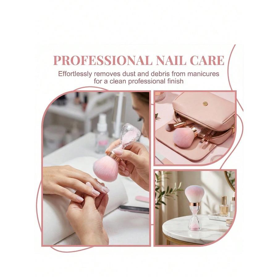 1pc Nail Art Dust Brush For Nails Hourglass Handle Powder Remove Soft Cleaning Nail Brush For Manicure Gel Nail Accessories Tool