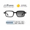 New Fashion Brand Design Retro Square Frame Photochromic Anti Blue Light Prescription Hyperopia Reading Glasses Degree 0 to +600