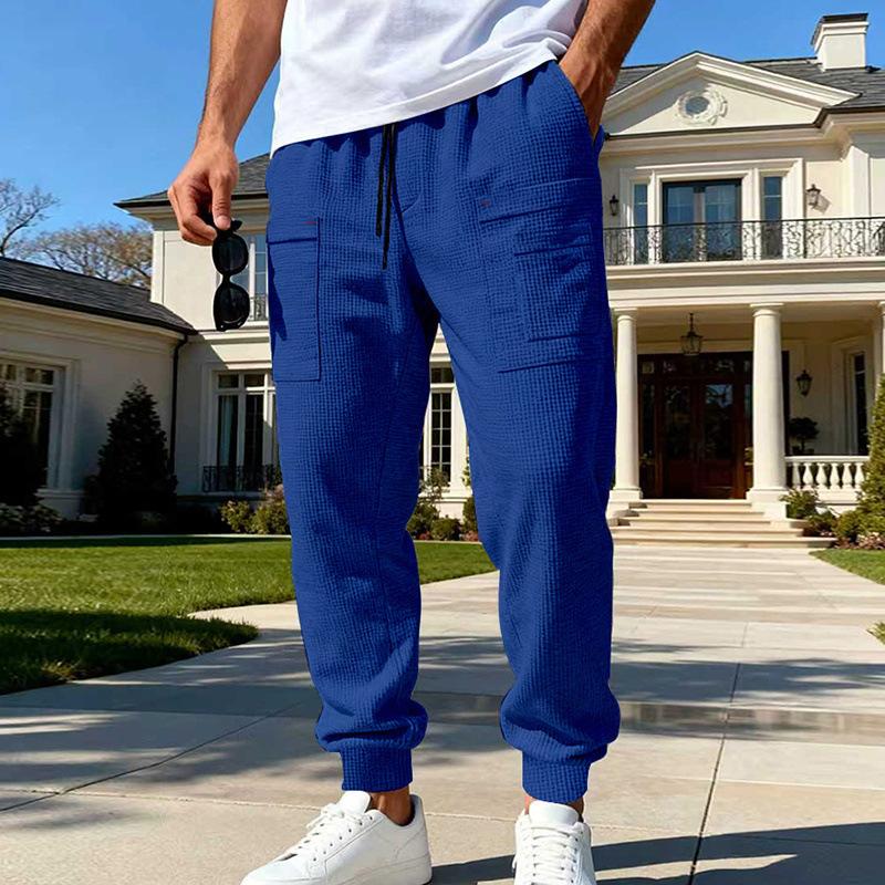 Spring/Autumn Men's Relaxed Fit Waffle Weave Casual High-Street Outdoor Sports Commuter Hip-Hop Workwear Breathable Sweatpants