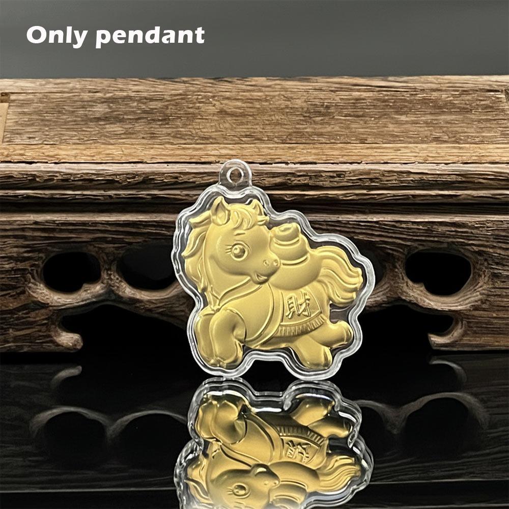 Imitation Gold Foil Zodiac Horse Pendant Lucky Horse Phone Chain Bag Pendant  Personal Accessory