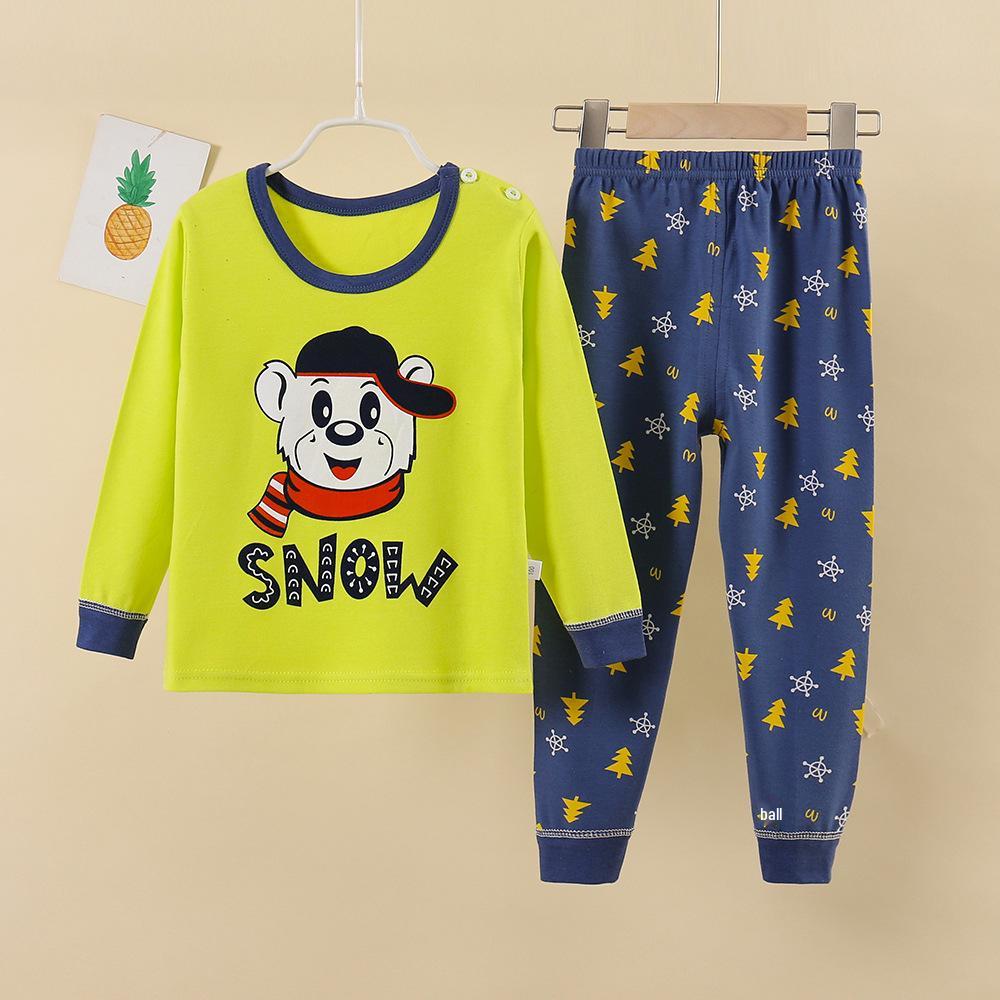 Children's Pure Cotton Pajama Set: Boys' and Girls' Autumn Homewear with Trousers