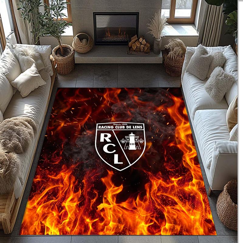 Lens FC Soccer Football Pattern Soft Area Rug Non Slip Indoor Floor Carpet Sports Decor Mat for Bedroom