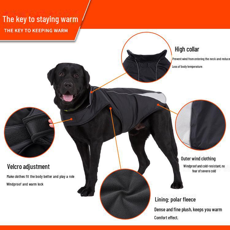 Meiqi Winter Reflective Pet Clothes for Large Dogs